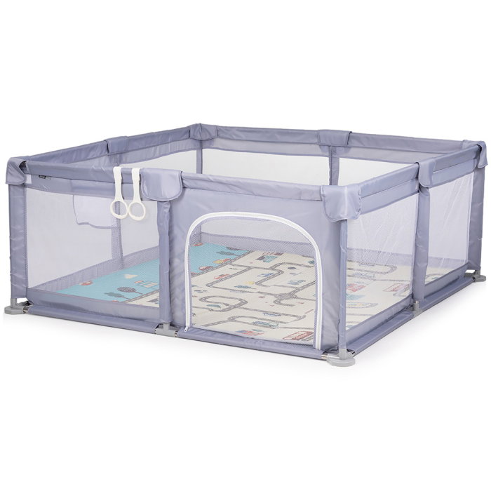 Tarc de joaca Chipolino Sienna 150x150x68 cm, Include geanta de transport, Din plasa, Intrare laterala cu fermoar, 1-5 ani, Grey [2]