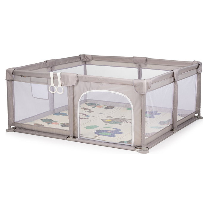Tarc de joaca Chipolino Sienna 150x150x68 cm, Include geanta de transport, Din plasa, Intrare laterala cu fermoar, 1-5 ani, Beige [2]
