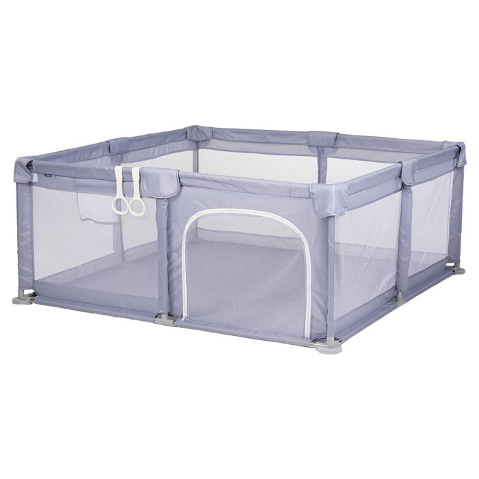 Tarc de joaca Chipolino Sienna 150x150x68 cm, Include geanta de transport, Din plasa, Intrare laterala cu fermoar, 1-5 ani, Grey [1]
