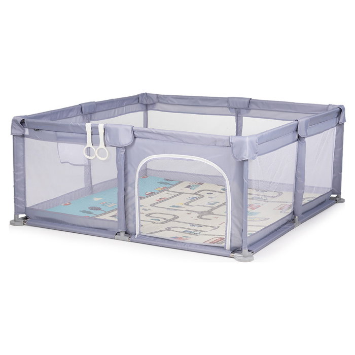 Tarc de joaca Chipolino Sienna 150x150x68 cm, Include geanta de transport, Din plasa, Intrare laterala cu fermoar, 1-5 ani, Grey [2]
