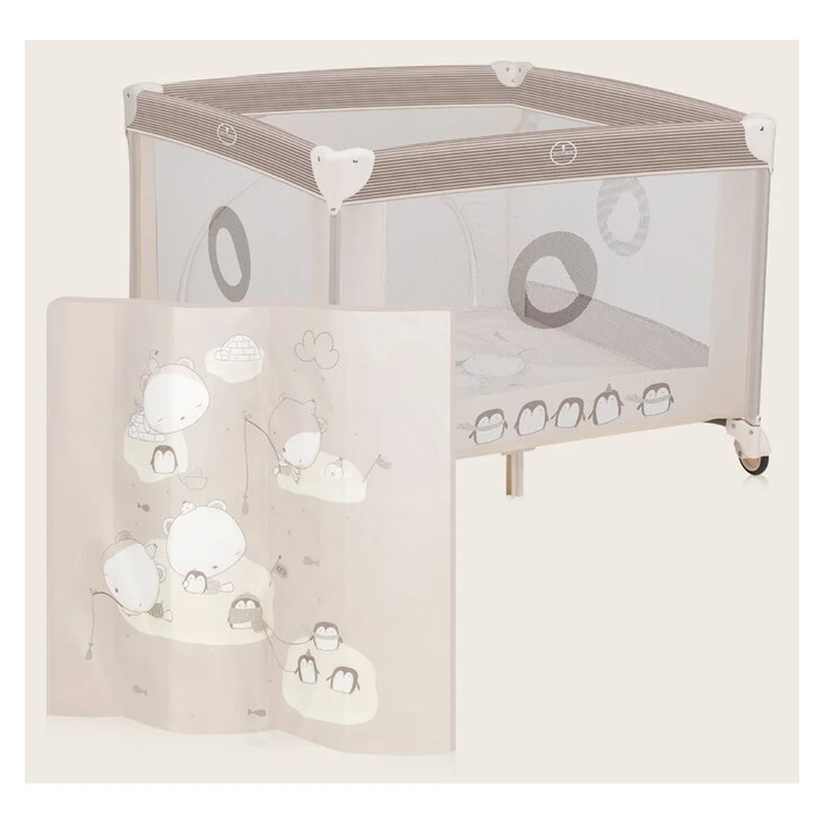 Tarc de joaca copii, Lionelo, Bonnie, Pana la 15 kg, 100 x 100 cm, Beige Sand 36 luni [17]