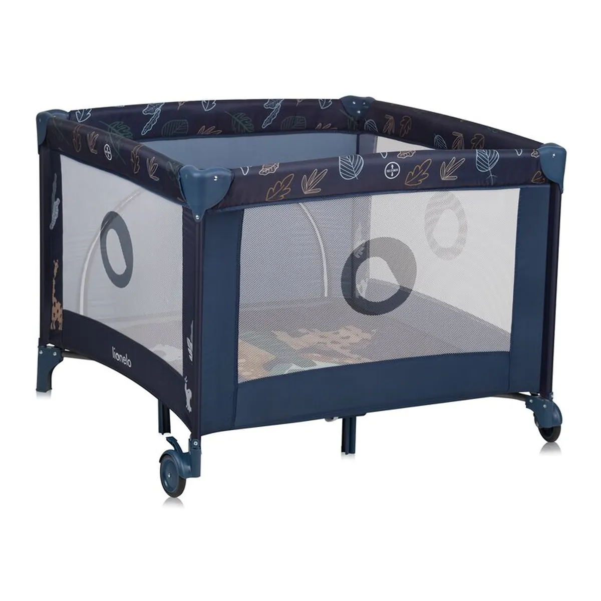 Tarc de joaca copii, Lionelo, Bonnie, Pana la 15 kg, 100 x 100 cm, Cu roti, Cu salteluta din spuma, Albastru 36 luni [7]