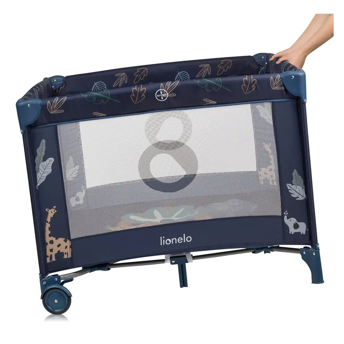 Tarc de joaca copii, Lionelo, Bonnie, Pana la 15 kg, 100 x 100 cm, Cu roti, Cu salteluta din spuma, Albastru 36 luni [6]