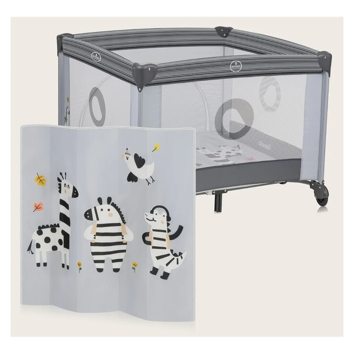 Tarc de joaca copii, Lionelo, Bonnie, Pana la 15 kg, 100 x 100 cm, Grey Stone 36 luni [17]