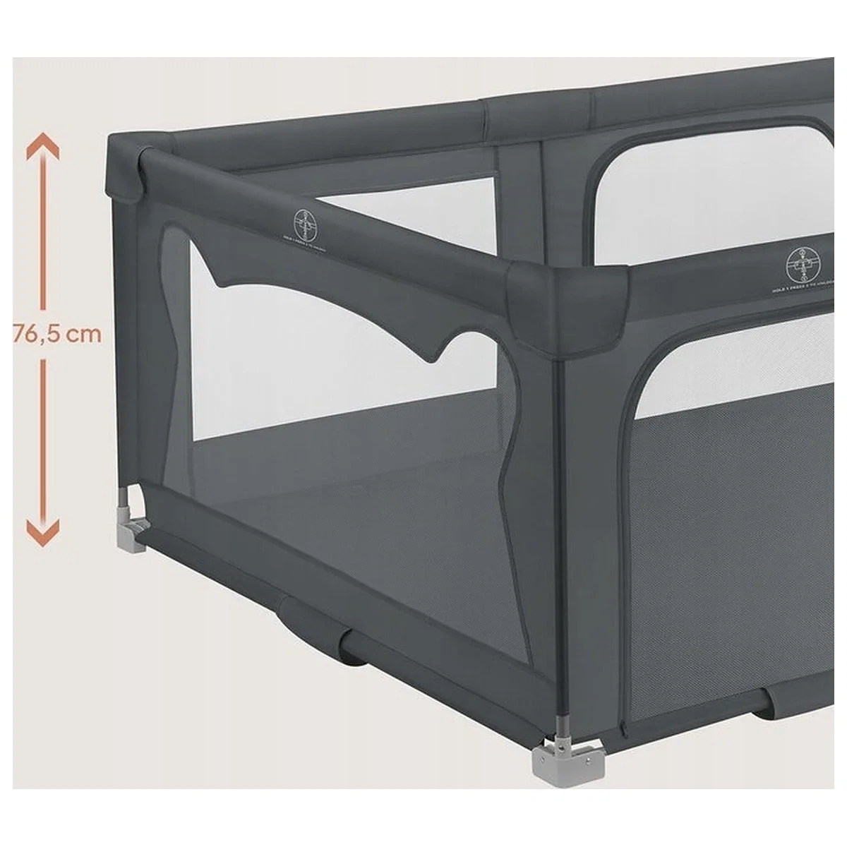 Tarc de joaca copii, Lionelo, Florence Easy Fold, 150 x 180 x 75 cm, Pliere, depliere automata, Include geanta de transport, Din plasa, Cu doua intrari laterale, 0-48 luni, [9]