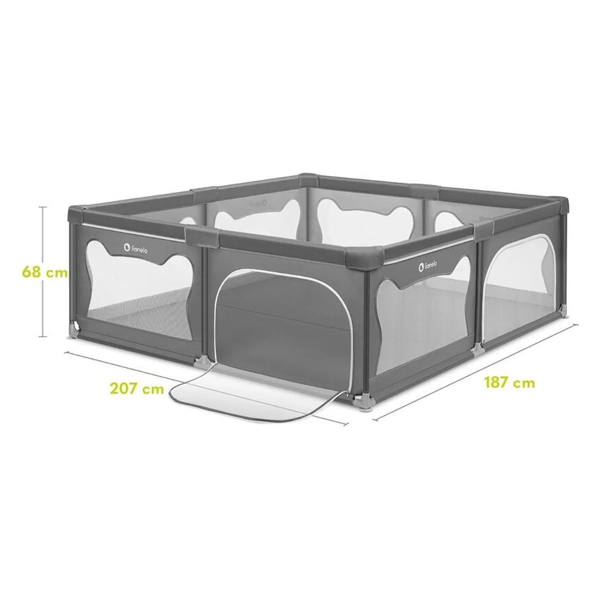 Tarc de joaca copii, Lionelo, Willow XL,180 x 200 cm, Pliere compacta, Include geanta de transport, Din plasa, Cu doua [18]