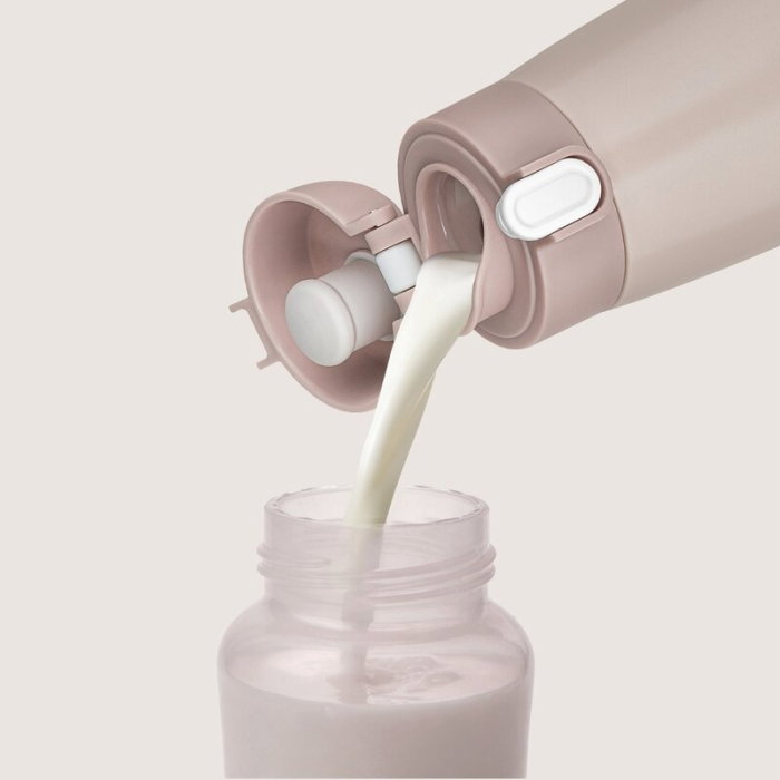 Termos inteligent cu incalzire, Lionelo, ThermUp Bottle, Incalzeste in 3.5 min, Mentine temperatura pana la 20 h, Capacitate 350 ml, USB-C, 5 setari de temperatura: 37-55°C, Roz nude [13]