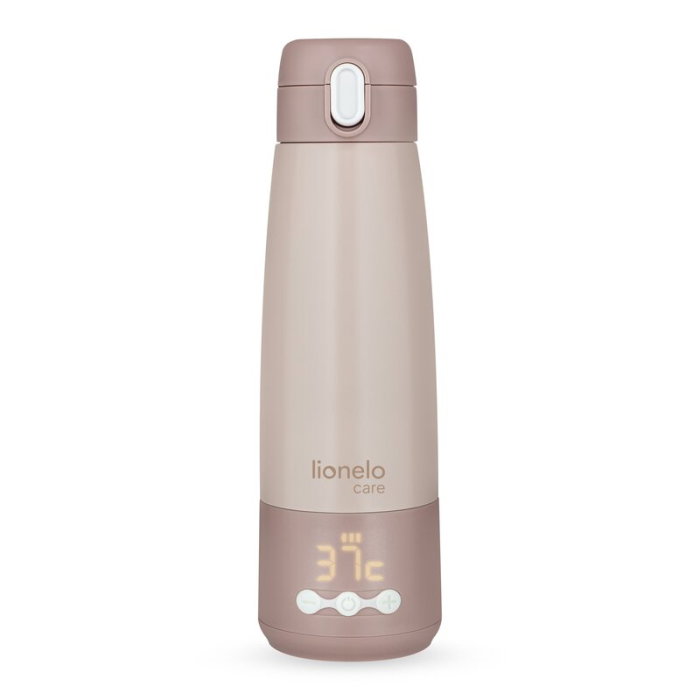 Termos inteligent cu incalzire, Lionelo, ThermUp Bottle, Incalzeste in 3.5 min, Mentine temperatura pana la 20 h, Capacitate 350 ml, USB-C, 5 setari de temperatura: 37-55°C, Roz nude [1]