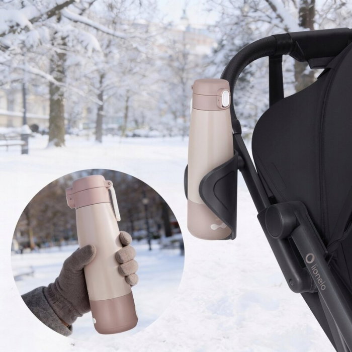 Termos inteligent cu incalzire, Lionelo, ThermUp Bottle, Incalzeste in 3.5 min, Mentine temperatura pana la 20 h, Capacitate 350 ml, USB-C, 5 setari de temperatura: 37-55°C, Roz nude [14]
