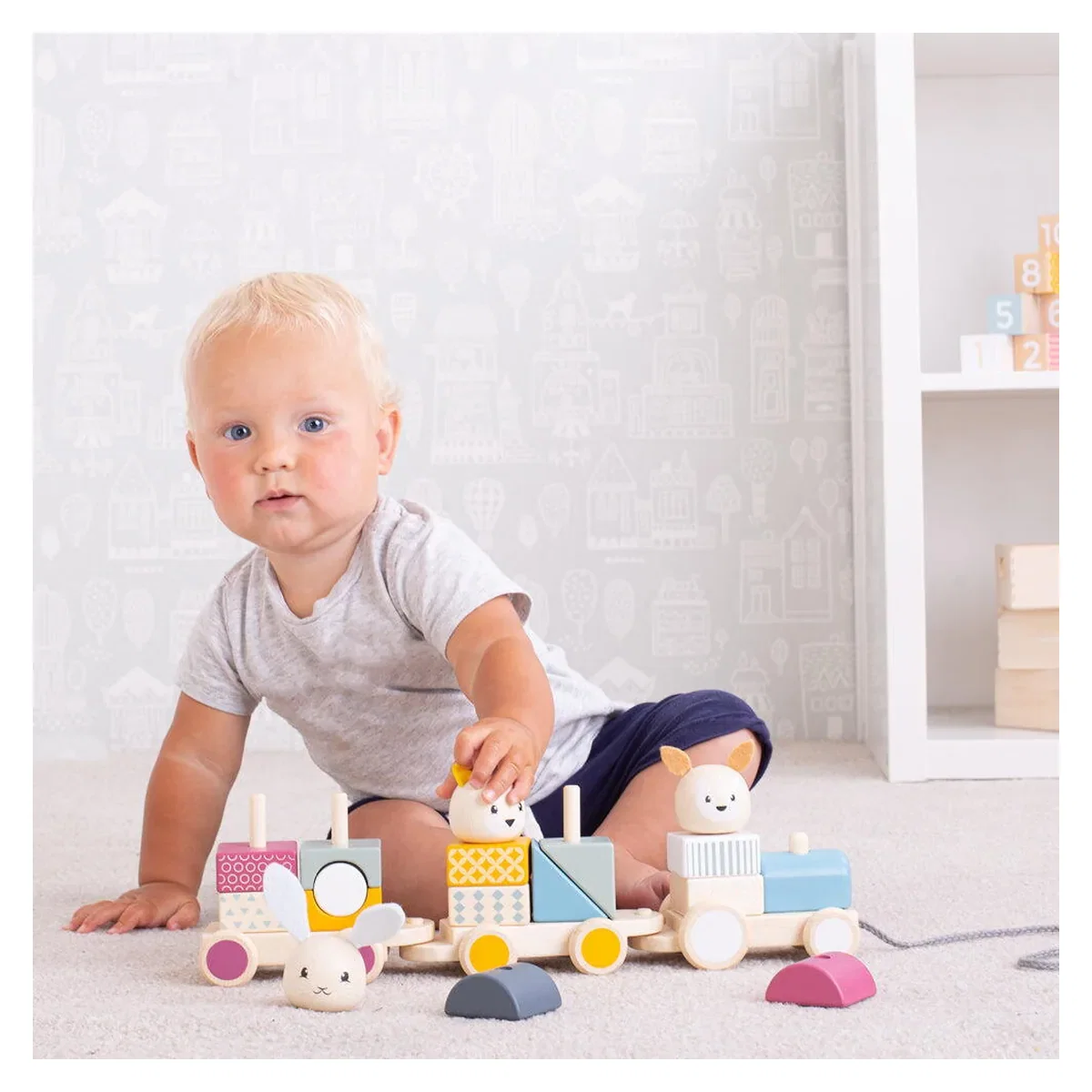 Trenulet cu forme - Animalute vesele BIGJIGS Toys 12 luni+ [2]