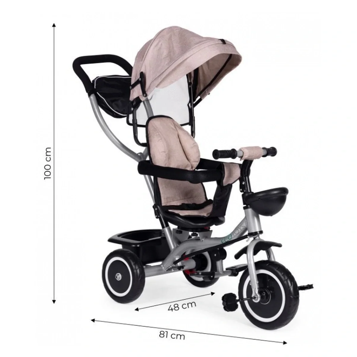 Tricicleta 2 in 1 , scaun rotativ 360°, Ecotoys WQL-066-52 - Bej 6 luni [9]
