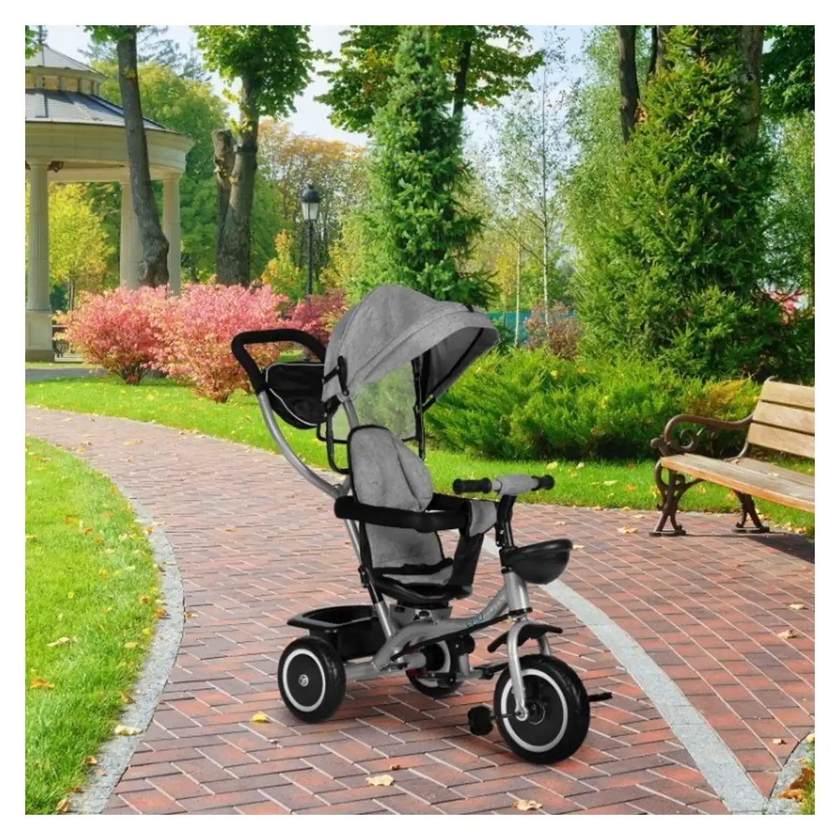 Tricicleta 2 in 1 , scaun rotativ 360°, Ecotoys WQL-066-52 - Gri 6 luni [3]