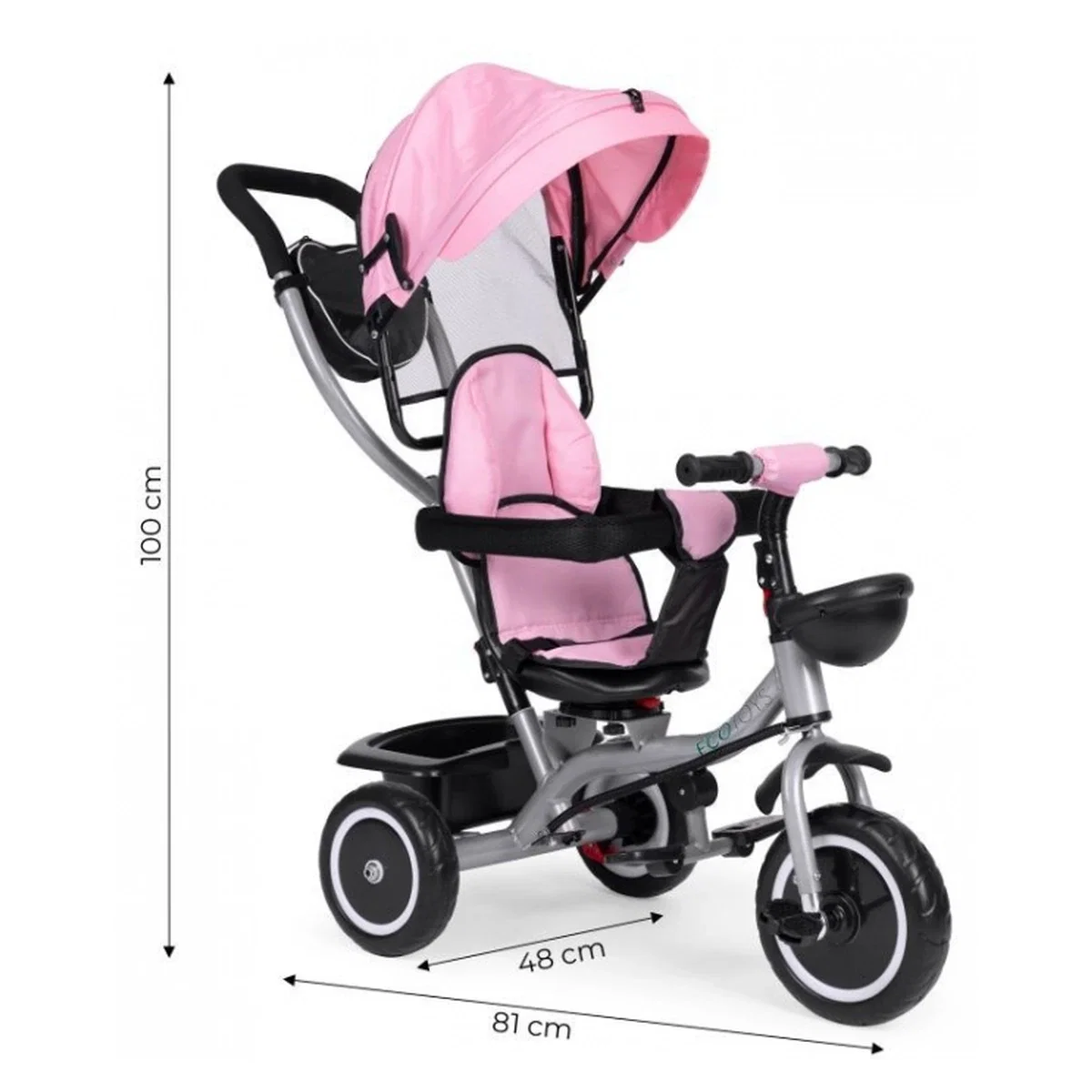 Tricicleta 2 in 1 , scaun rotativ 360°, Ecotoys WQL-066-52 - Roz 6 luni [9]