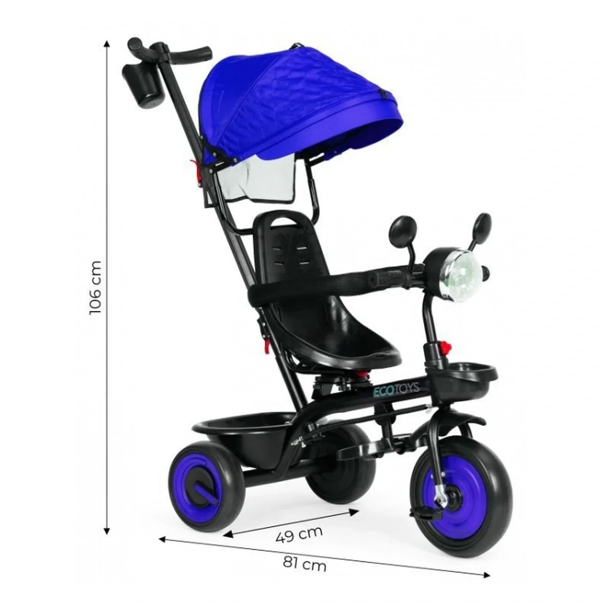 Tricicleta 3 in 1 , scaun rotativ 360°, roti din spuma EVA, Ecotoys WQL-066-51 - Albastru 6 luni [14]