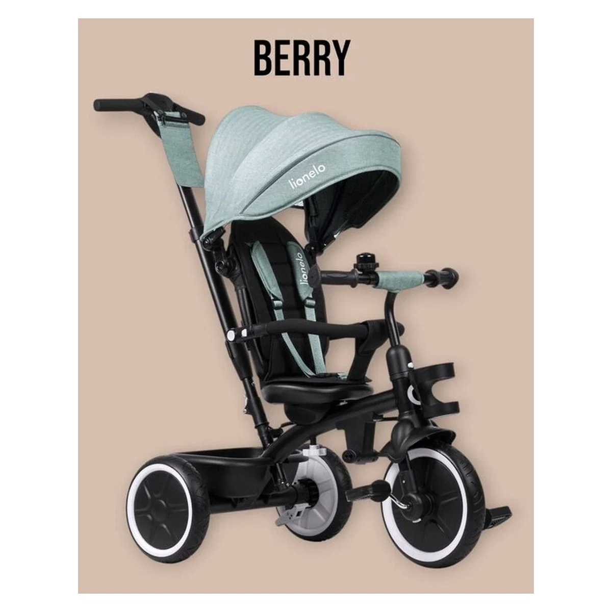Tricicleta copii, Lionelo, Berry, 2 in 1, Multifunctionala, Scaun reversibil, Rotire 360 grade, Verde 9 luni [25]