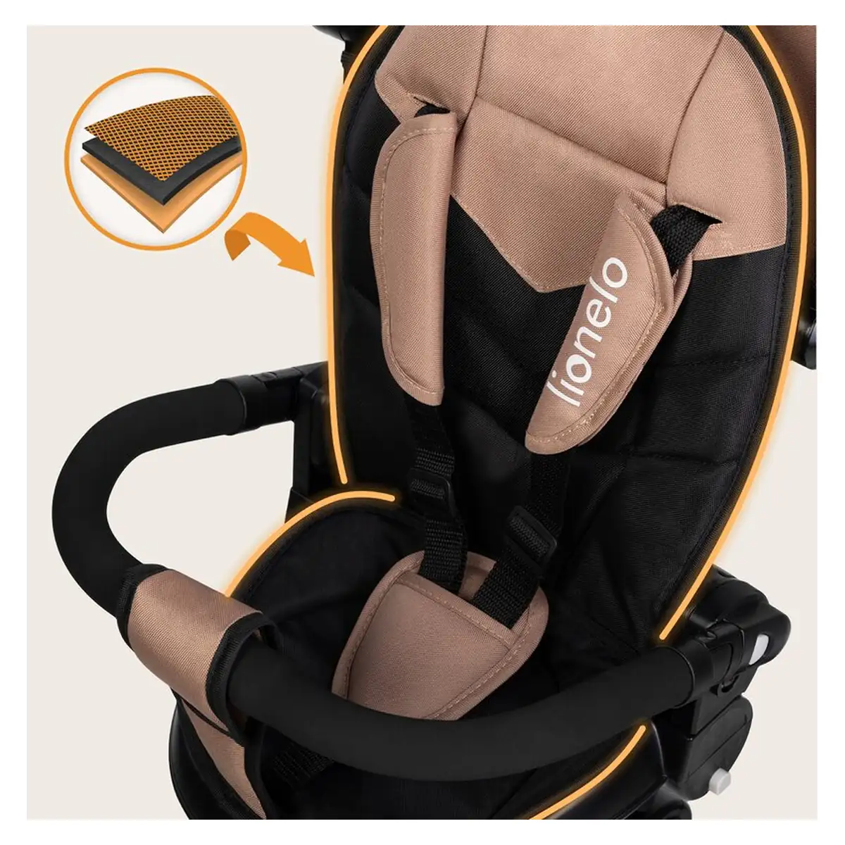 Tricicleta copii, Lionelo, Tris Plus, Ultrapliabila, Scaun reversibil, Beige sand 9 luni [34]