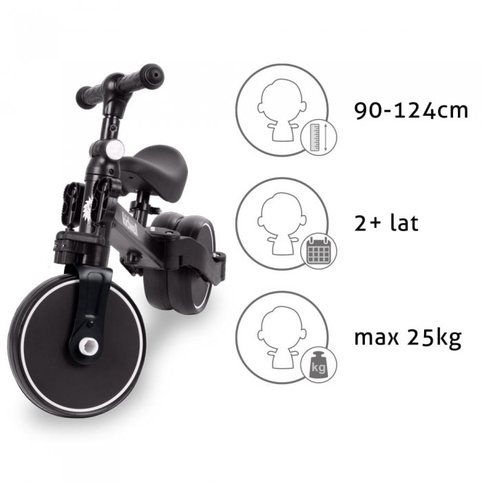 Tricicleta cu pedale 3 in 1 Kidwell Pico - Total Black 2 ani+ [4]