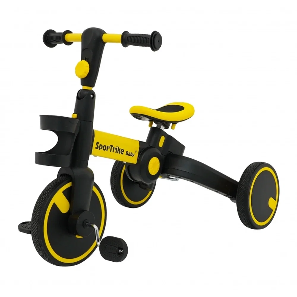 Tricicleta cu pedale 3 in 1 si roti din cauciuc SporTrike - Galben [3]
