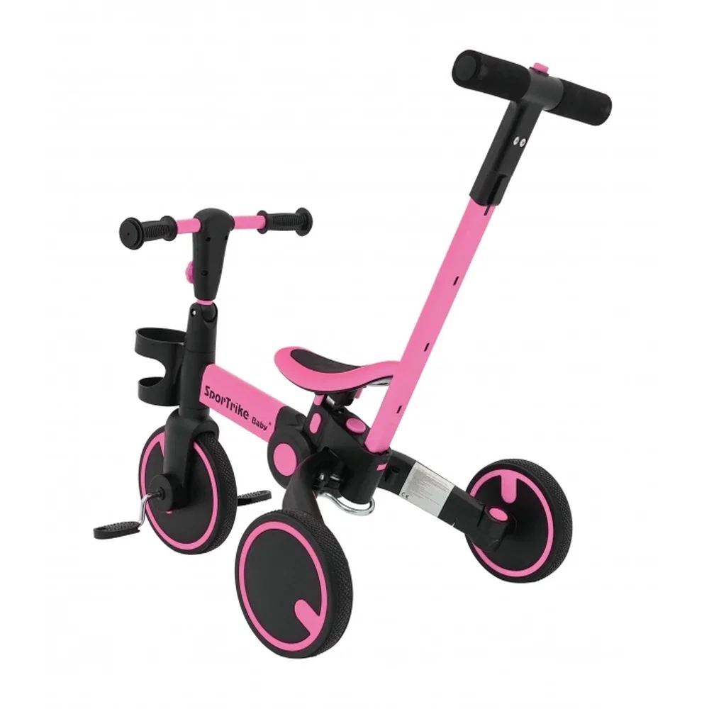 Tricicleta cu pedale 3 in 1 si roti din cauciuc SporTrike - Roz [2]