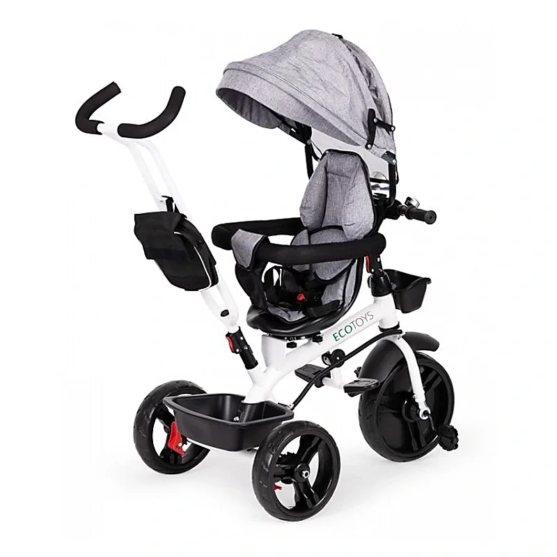 Tricicleta Ecotoys cu sezut reversibil - Gri 12 luni [3]