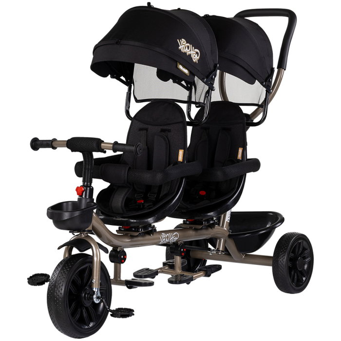 Tricicleta gemeni Chipolino Hip Hop, sezuturi rotative, Negru [1]