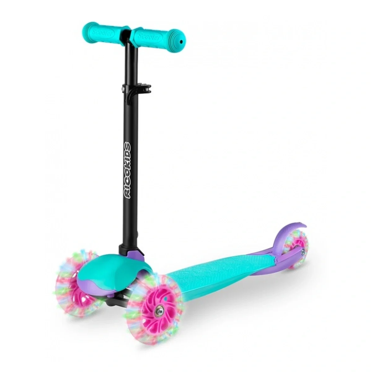 Trotineta cu roti cu LED Ricokids Loco - Turcoaz cu roz [1]