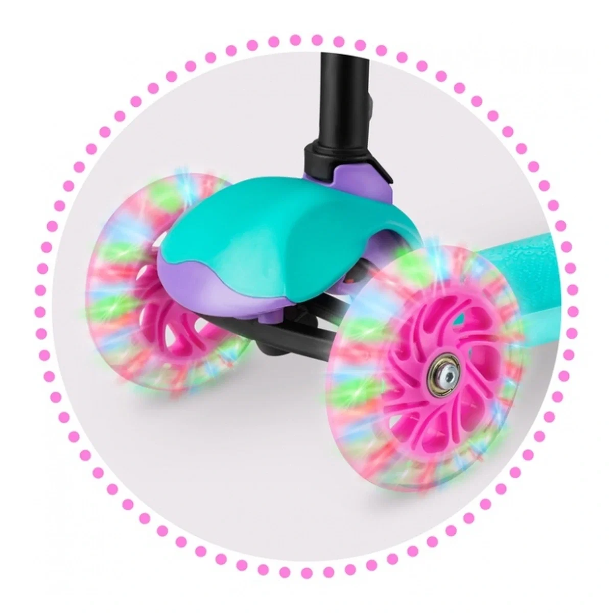 Trotineta cu roti cu LED Ricokids Loco - Turcoaz cu roz [2]