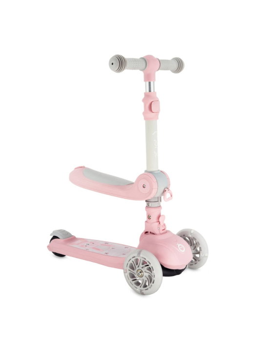 Trotineta transformabila cu sezut pliabil si lumini LED, Momi Debe - Pink [1]