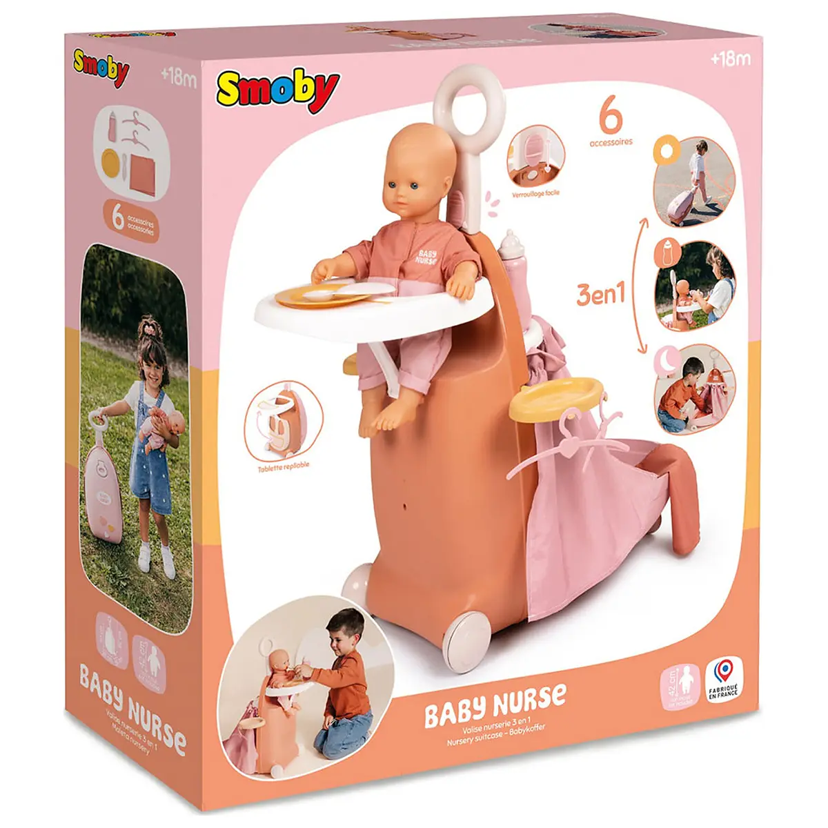 Valiza multifunctionala pentru papusi Smoby Baby Nurse Nursery Suitcase 3 in 1 cu 6 accesorii [7]