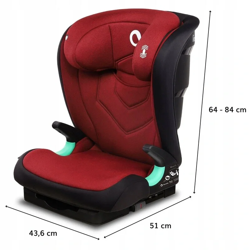 Lionelo - Scaun auto Neal Burgundy Spatar reglabil, Baza i-size, 15-36 Kg, cu Isofix, Conform cu standardul european de [1]