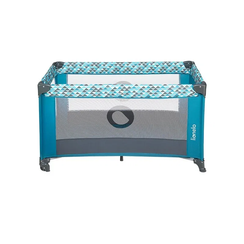Lionelo - Patut pliant cu un nivel Stefi, Cu intrare laterala cu fermoar, 2 roti, 120x60 cm, Conform cu standardul [2]