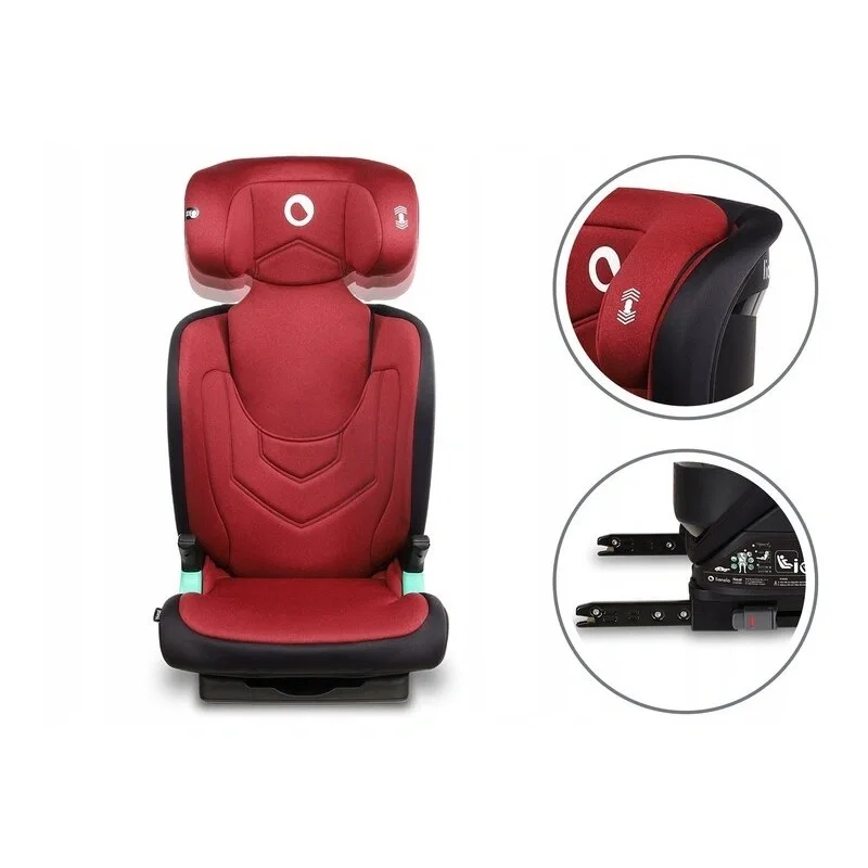 Lionelo - Scaun auto Neal Burgundy Spatar reglabil, Baza i-size, 15-36 Kg, cu Isofix, Conform cu standardul european de [5]