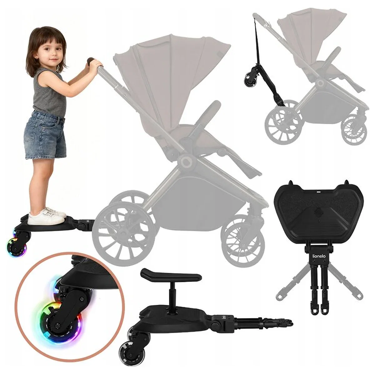 Adaptor universal carucior pentru al doilea copil, Lionelo, Buggy Board, 2 in 1, 3 pozitii reglare sezut pe inaltime, [17]