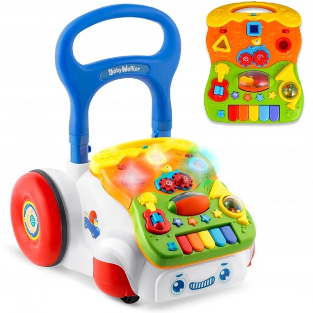 Jucarii bebelusi - Antemergator 2 in 1 cu diverse activitati si muzica Ricokids - Alb 6 luni+