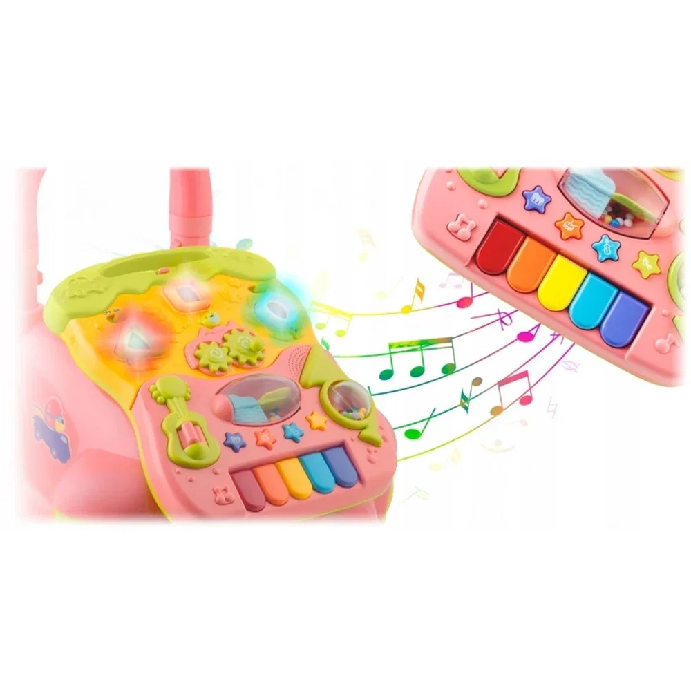 Antemergator 2 in 1 cu diverse activitati si muzica Ricokids - Roz 6 luni+ [1]