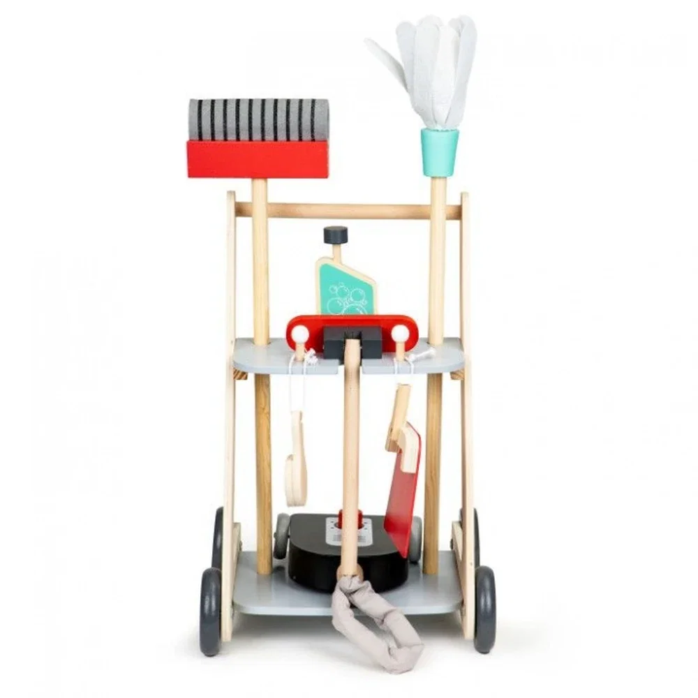 Antemergator din lemn cu aspirator si elemente pentru curatenie Ecotoys [7]