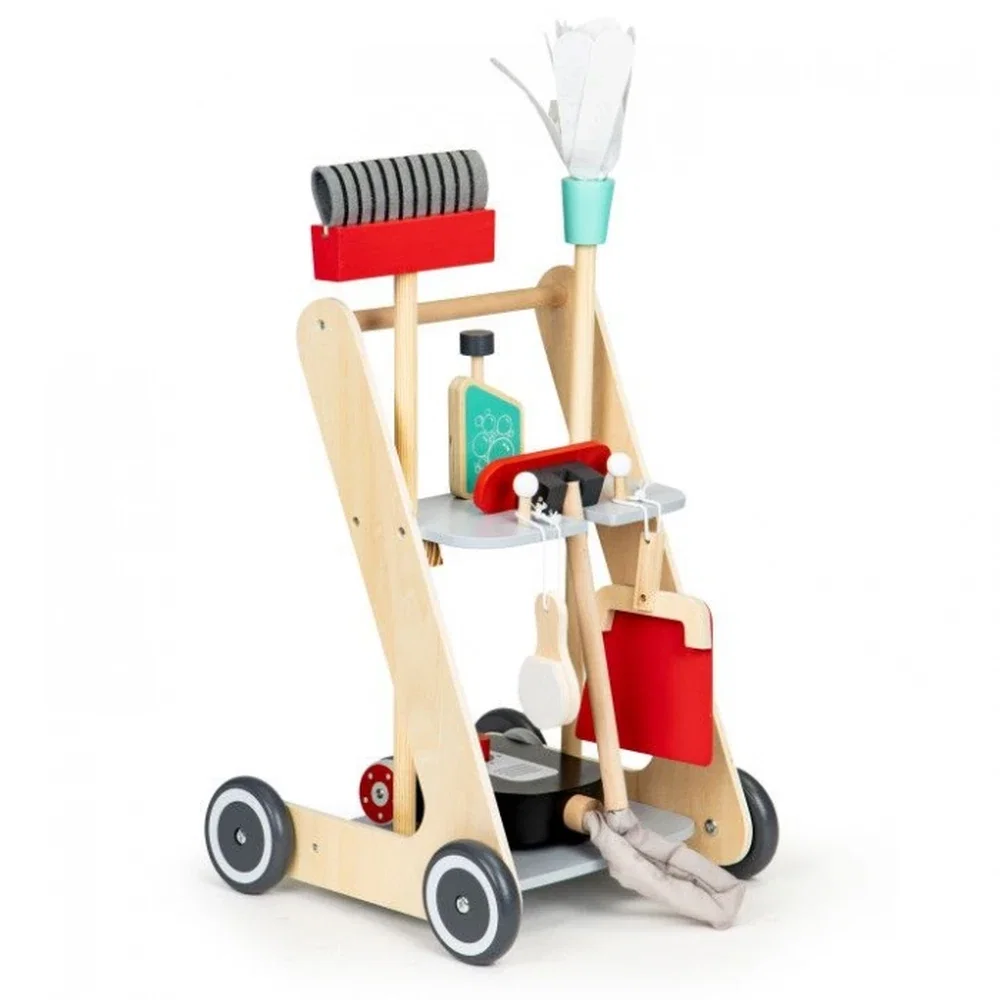 Antemergator din lemn cu aspirator si elemente pentru curatenie Ecotoys [6]