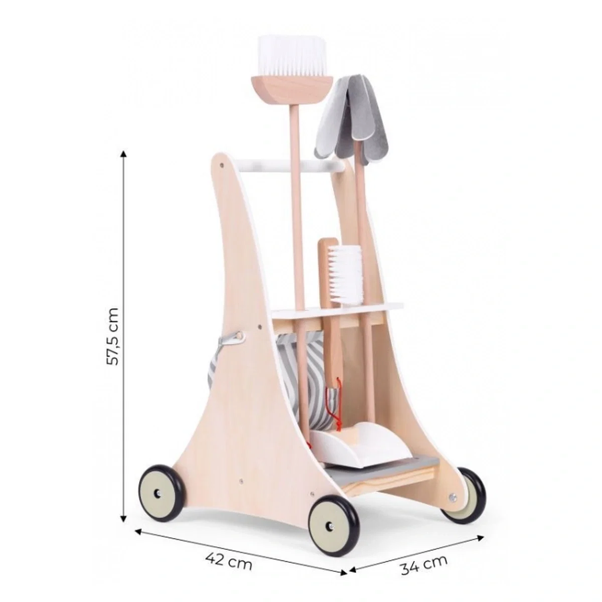 Antemergator din lemn cu aspirator si elemente pentru curatenie Ecotoys 1 an+ [10]