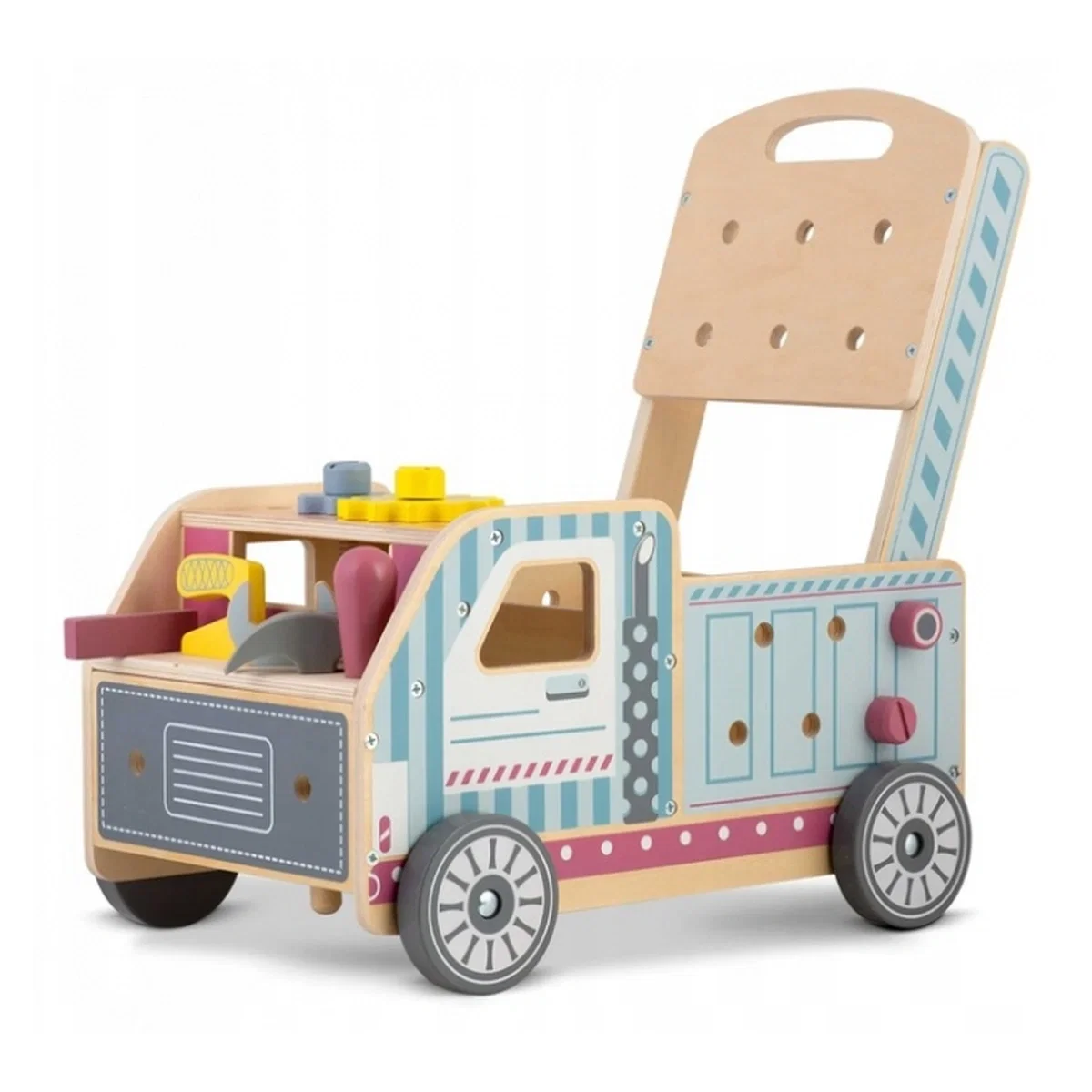 Jucarii bebelusi - Antemergator din lemn tip atelier si diverse activitati, 40 x 28 x 43 cm, Ricokids 12 luni+
