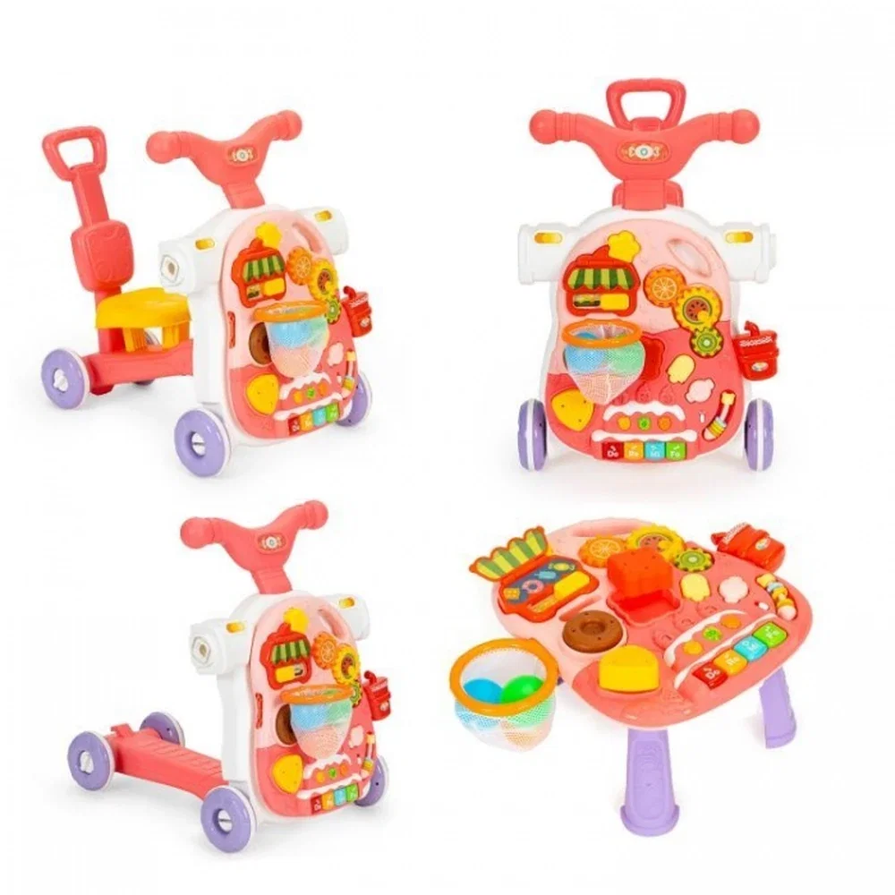 Antemergator educational 4 in 1 (antemergator, masuta, trotineta, bicicleta) Huanger - Roz 12 luni+ [1]