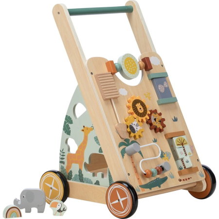 Jucarii bebelusi - Antepremergator, Free2Play, My First Steps, Cu multiple activitati, Din lemn, 31.8x26.5x45.5 cm, Safari