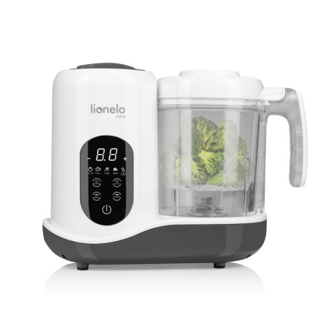 Incalzitoare biberoane - Aparat de gatit, Lionelo, BabyMenu, 5 in 1, Cu gatire la abur, dezghetare, amestecare, incalzire, sterilizare, Cu recipient din tritan, Alb