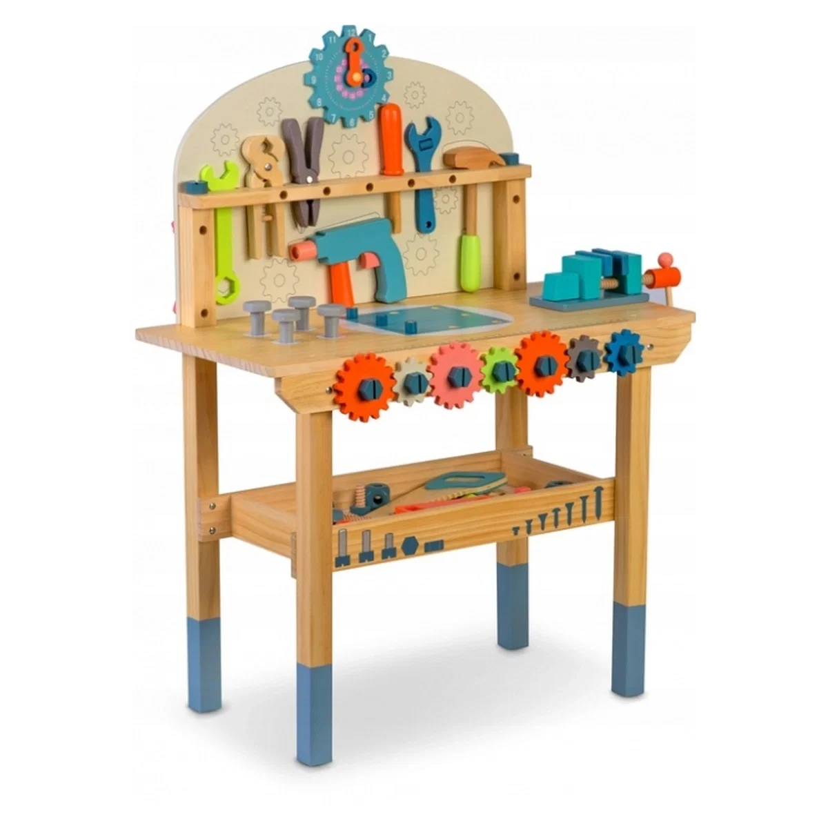Bancuri de lucru cu unelte - Atelier de lucru din lemn cu accesorii incluse, 60 x 30 x 75.5 cm, Ricokids 3 ani+