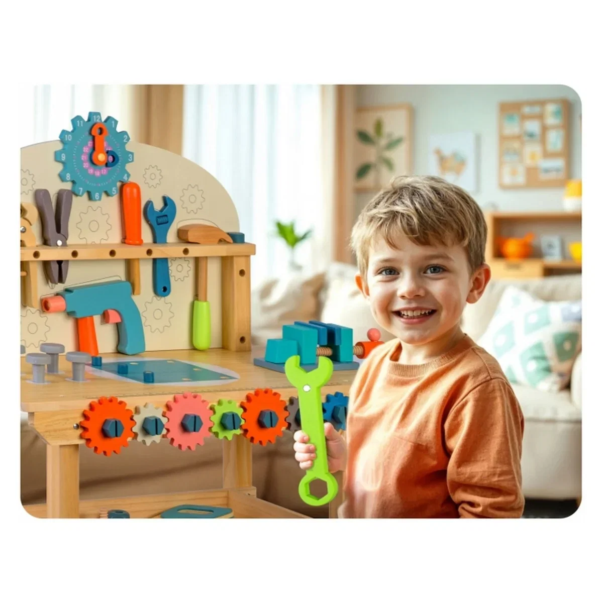 Atelier de lucru din lemn cu accesorii incluse, 60 x 30 x 75.5 cm, Ricokids 3 ani+ [2]