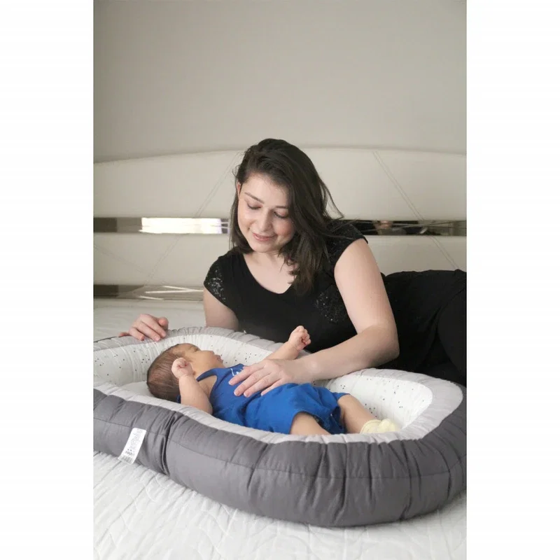 Babynest cu 2 fete BabyJem Luxury Between Parents, Gri 0 luni + [3]