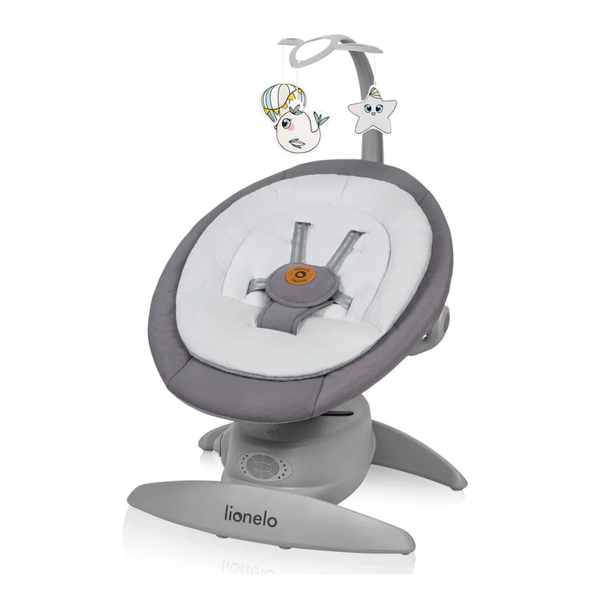 Balansoare si leagane bebelusi - Balansoar, Lionelo, Mell, 2 in 1, Rotire 360 grade, Electric, Cu 3 moduri de leganare, Cu 5 trepte de viteza, Cu 3