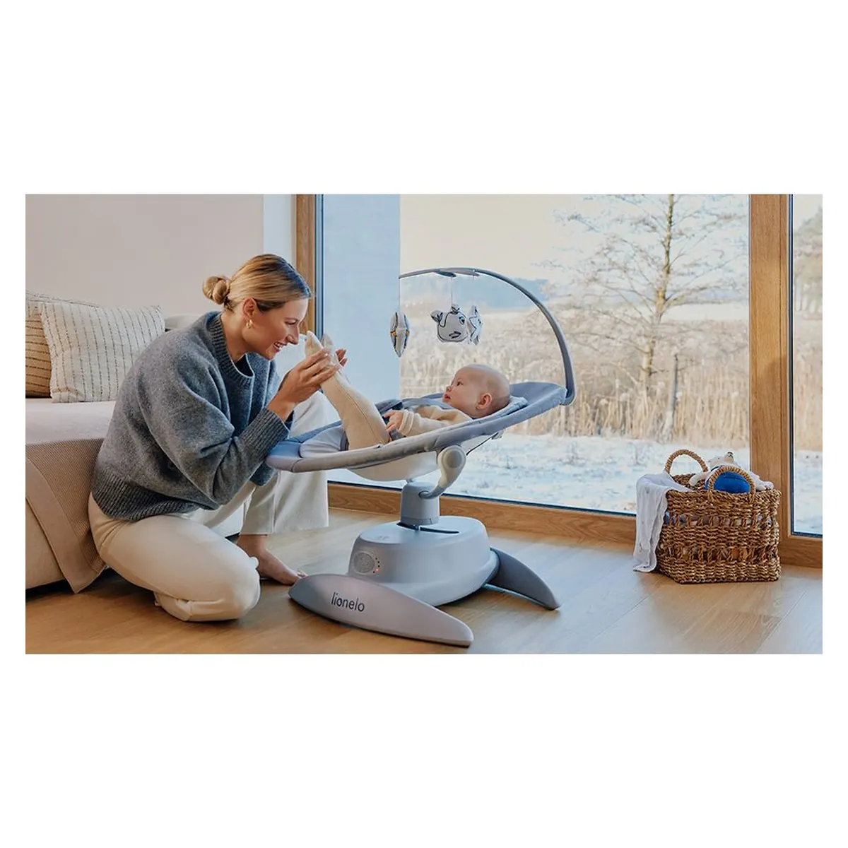 Balansoar, Lionelo, Mell, 2 in 1, Rotire 360 grade, Electric, Cu 3 moduri de leganare, Cu 5 trepte de viteza, Cu 3 [21]