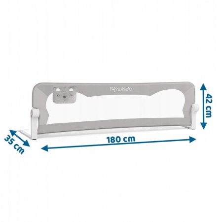 Bariera de protectie pentru pat 180 x 35 x 42 cm Nukido - Gri [1]