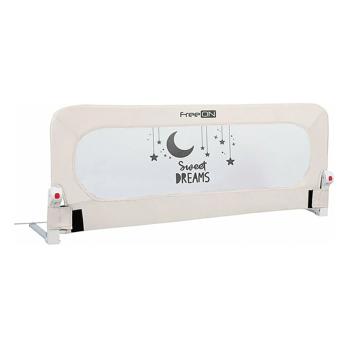 Bariere de pat - Bariera de protectie pentru pat bebe, Rabatabila, 135 x 57 cm, FreeON, Sweet Dreams, Light Beige 60 luni