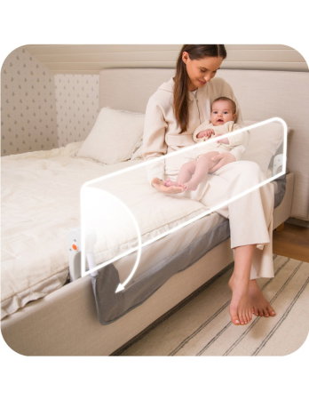 Bariera de siguranta rabatabila pentru pat, 150 x 43 x 36 cm, Momi Lexi Plus - Beige [5]